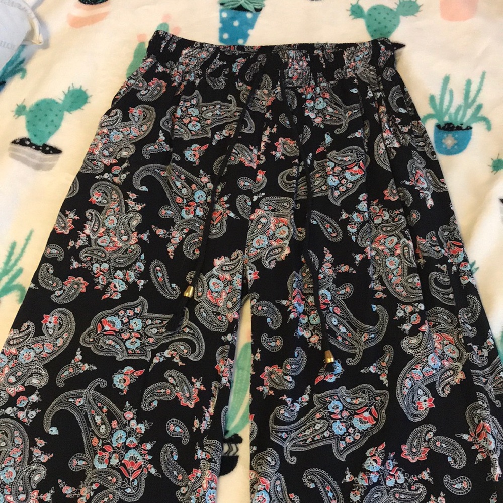 Loose Boho Black Patterned Pants
